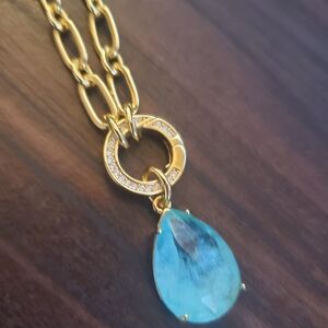 Gold and Aquamarine Pendant Necklace